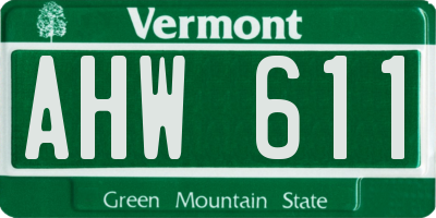 VT license plate AHW611
