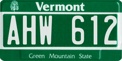 VT license plate AHW612