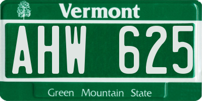 VT license plate AHW625