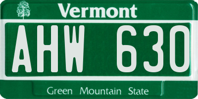 VT license plate AHW630