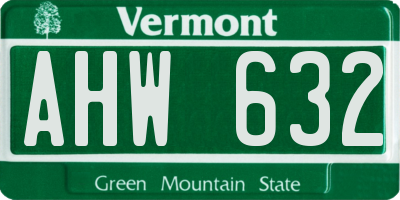 VT license plate AHW632