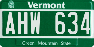 VT license plate AHW634
