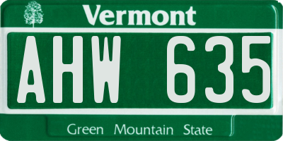 VT license plate AHW635