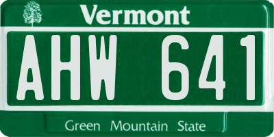 VT license plate AHW641