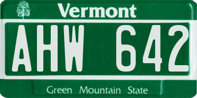 VT license plate AHW642
