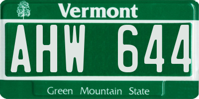 VT license plate AHW644