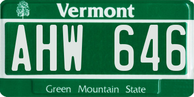VT license plate AHW646
