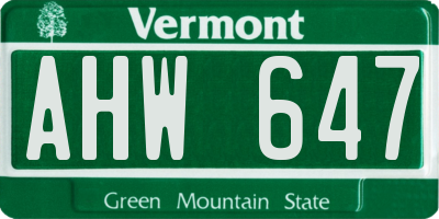 VT license plate AHW647
