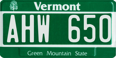 VT license plate AHW650