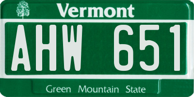 VT license plate AHW651