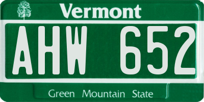 VT license plate AHW652