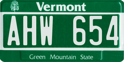 VT license plate AHW654