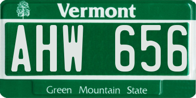 VT license plate AHW656
