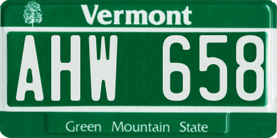 VT license plate AHW658