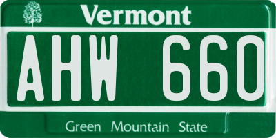VT license plate AHW660