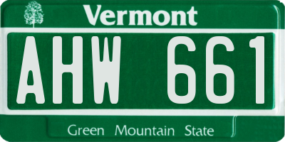 VT license plate AHW661