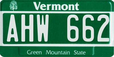 VT license plate AHW662