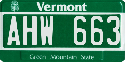 VT license plate AHW663