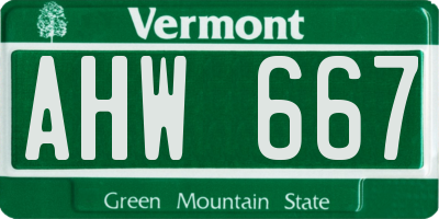 VT license plate AHW667