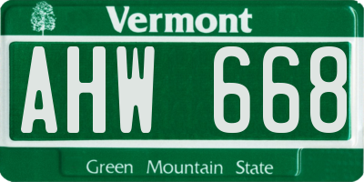 VT license plate AHW668