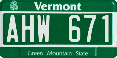 VT license plate AHW671