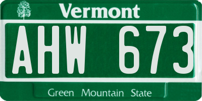VT license plate AHW673