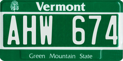 VT license plate AHW674