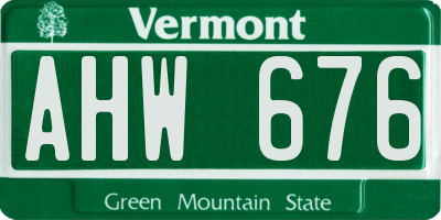VT license plate AHW676