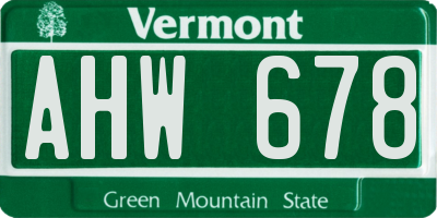 VT license plate AHW678