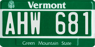 VT license plate AHW681