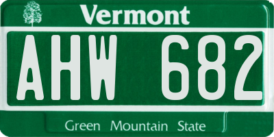 VT license plate AHW682