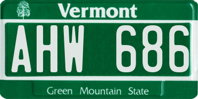 VT license plate AHW686