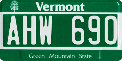 VT license plate AHW690