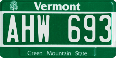 VT license plate AHW693
