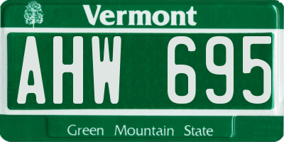 VT license plate AHW695