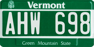 VT license plate AHW698