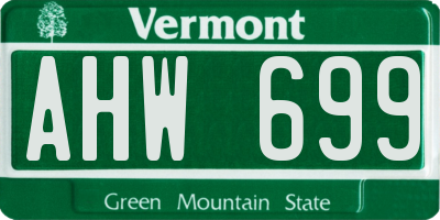 VT license plate AHW699