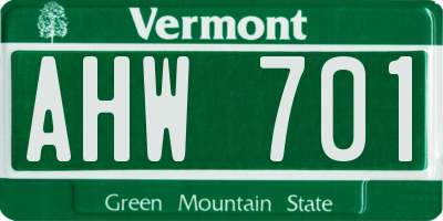 VT license plate AHW701