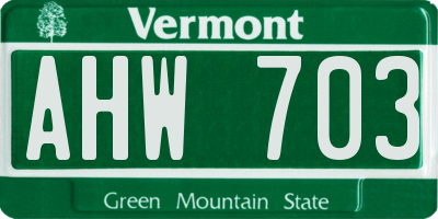 VT license plate AHW703