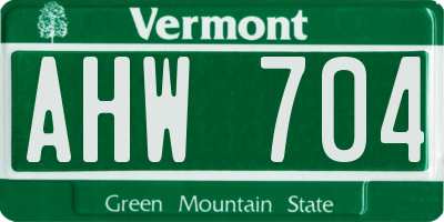 VT license plate AHW704