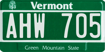 VT license plate AHW705