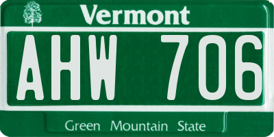VT license plate AHW706