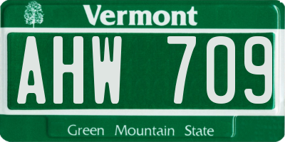VT license plate AHW709