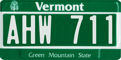 VT license plate AHW711