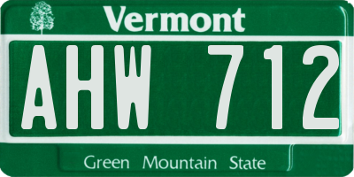 VT license plate AHW712