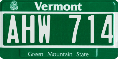 VT license plate AHW714