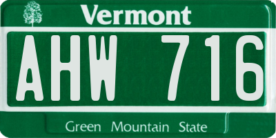 VT license plate AHW716