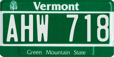VT license plate AHW718