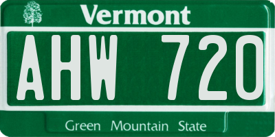 VT license plate AHW720