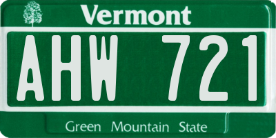 VT license plate AHW721